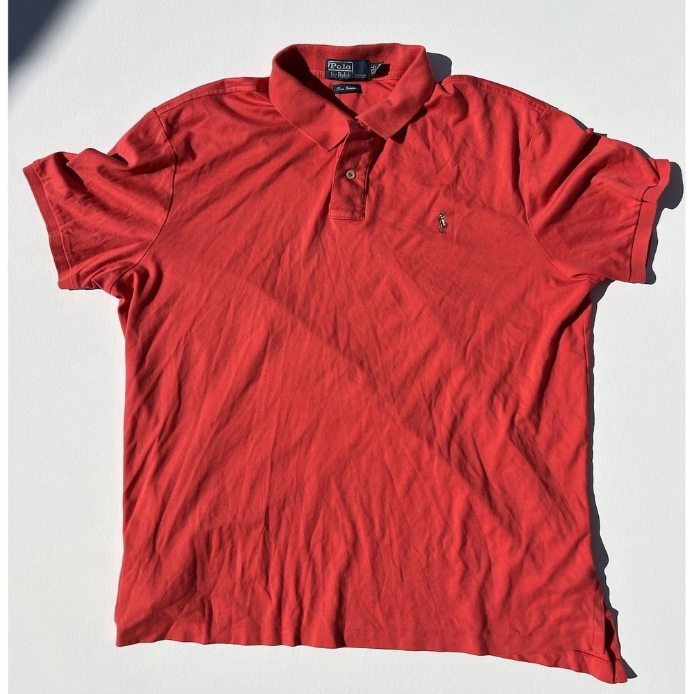 Polo Ralph By Ralph Lauren Pima Interlock 100% Cotton XXLā 2XL Polo Shirt Salmon